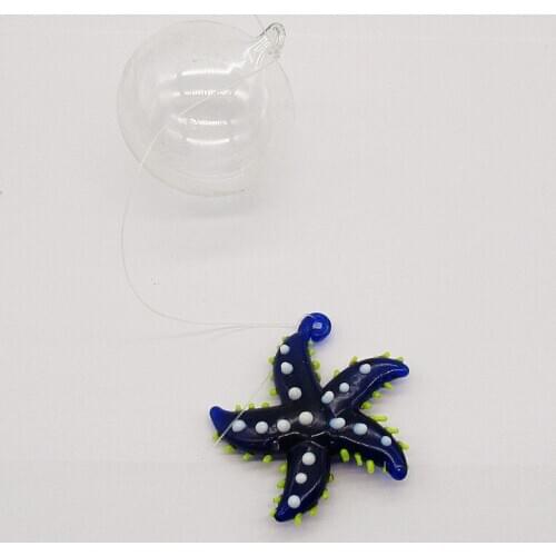 Micro ocean world aquarium decoration pendant handmade floating glass Starfish Figurine Fish tank Marine animal statues ornament