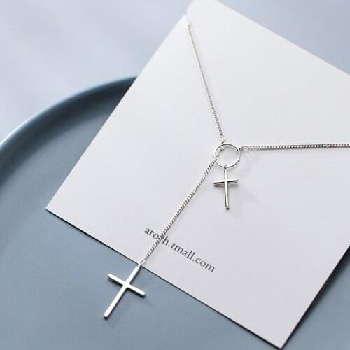 Fashion Sweater Chain Necklace personality Simple Cross Long Chain Pendant Necklace Jewelry For Women Accessories