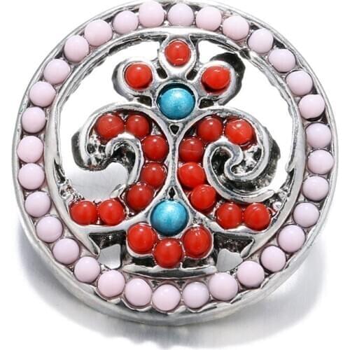 Fashion Beauty Round beads pattern 18MM snap buttons fit snap bracelet snap jewelry wholesale KZ2022