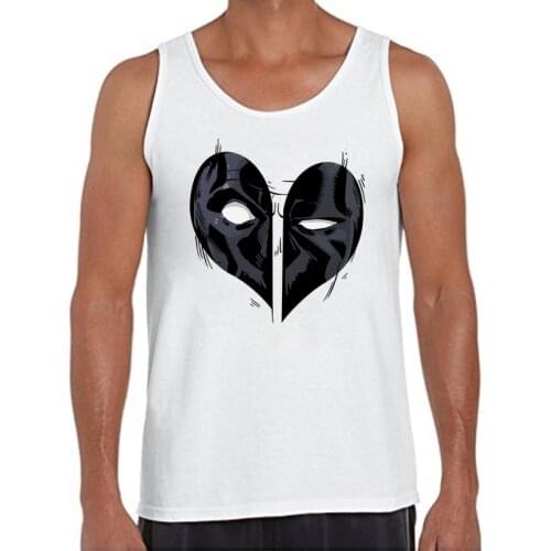 Fashion Heart Mask Men Tank Tops Broken Heart Printed Hipster Men Vest Sleeveless Tee Cool O-Neck Tops