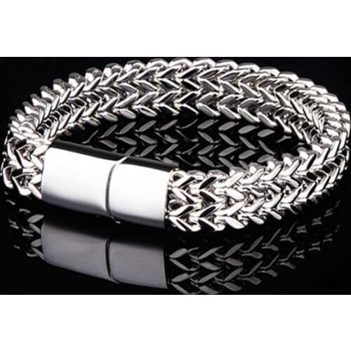 Men Bracelet Stainless Steel Link Chain On Hand Mens Jewelry Accessories Charm Male Bracelets Mens Rock Style Bangles
