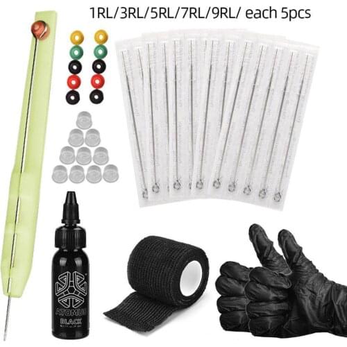 Handmade Stick And Poke Tattoo Tool Kit Secure Safe Hand Poke Tattoos DIY Tattoo Supply Ink Gloves Inkbox Tattoo Needles Set