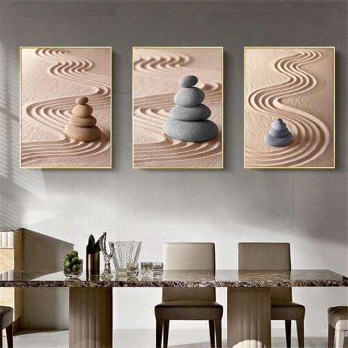 Wall Art Canvas Painting Postes Prints Zen Stone Abstract Line Prints Poster Buddhist Art Religion Home Decor for Bedroom Decor