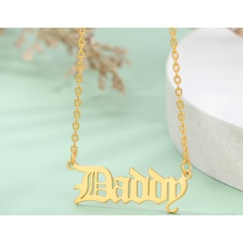 Old English Sweet Greeting Daddy Mama Necklace Gothic Jewelry Name Lisa Amanda Anna Jessica John Sophie Marcia Michelle Necklace