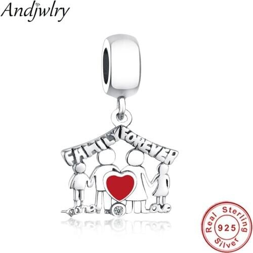 Fit Original Pandora Charm Bracelet Pendant 925 Sterling Silver Charms Family Forever Dangle Beads for Making DIY Berloque