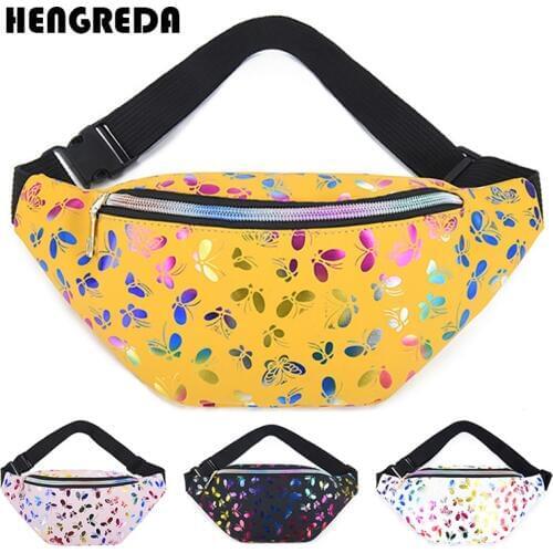 Holographic Fanny Pack Banana Waist Bag Slim Bum Hip Zip Waistbag Women Belt Bag for Female Girls Ladies Travel Beach 2020