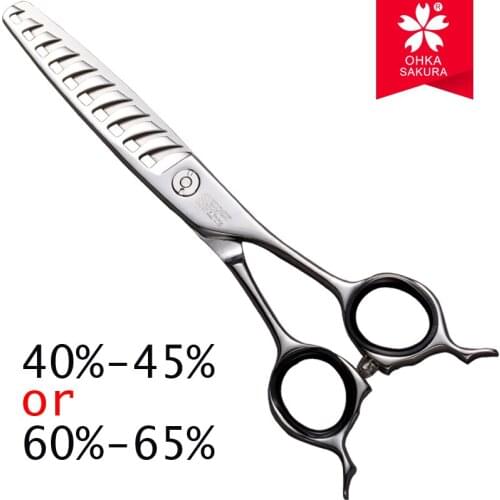 "SAKURA" 6 Professional Fishbone Teeth Barber Scissors Hairdressing Tool 440C Quality Huge Thinning Ratio 45 65 Hair Shears 050