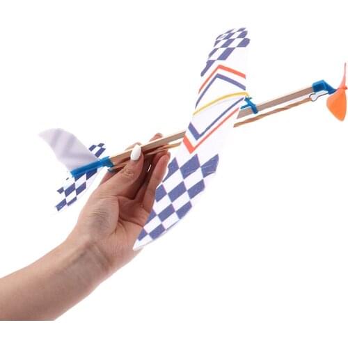 Rubber Band Powered Airplane Little Thunderbird DIY Assembled Aviation Planes Model Toy DIY Science Kids Toys
