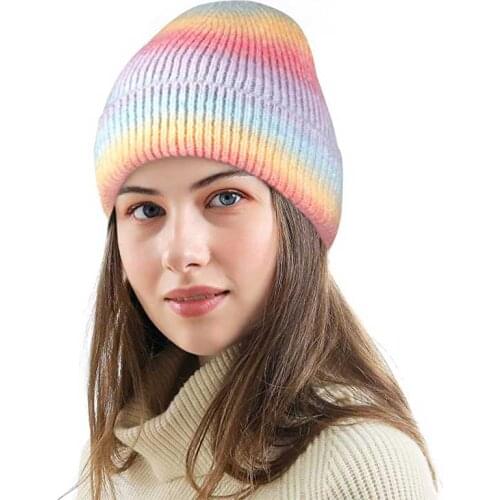 New Fashion Tie Dye Knitted Hats for Women Winter Wool Warm Skullies Beanies Men Casual Hip Hop Caps Outdoor Hats gorras hombre