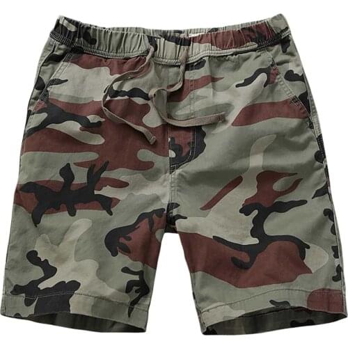 New Fashion Camouflage Cargo Shorts Men Casual Military Army Style Beachshort Elastic Waist Loose Baggy Streetwear Cotton Shorts