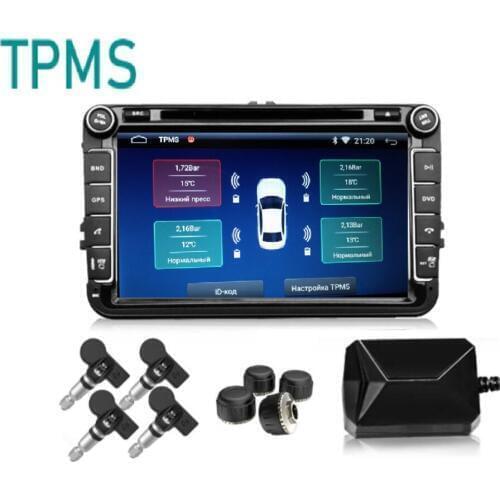 TPMS Tire Pressure System 4 Sensors Auto Security Alarm Systems Tire Pressure USB android
