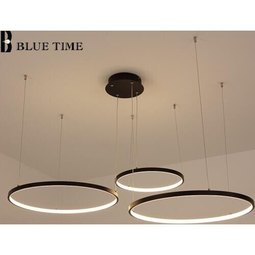 5Rings 4Rings LED Chandelier for Living Room Dining Room Kitchen Circle Ceiling Chandelier Lighting Lamparas Decor Indoor Lights