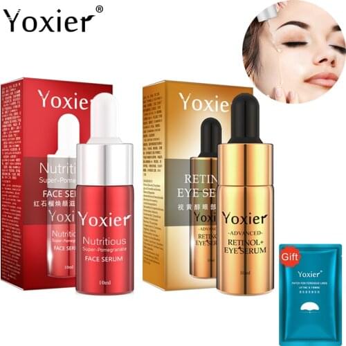 Yoxier Facial serum+Eye Serum Moisturizing Lifting Firming Fine Lines Remove Eye Bag Anti-Aging Wrinkle Skin Care Case set
