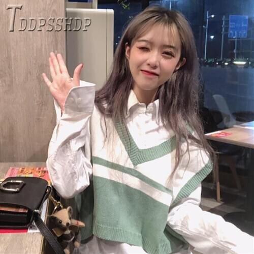 2020 Spring Korean Preppy Style Women Sweater Sleeveless Fashion Female Sweaters