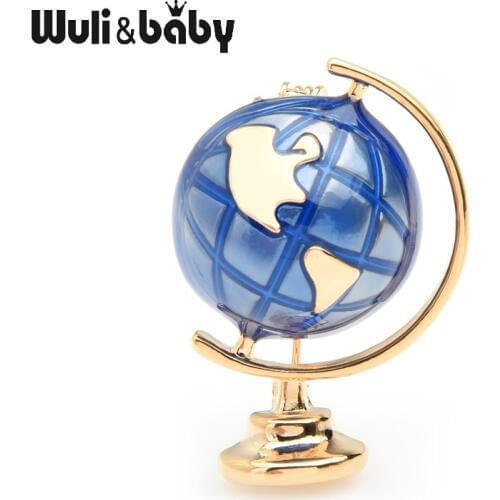 Wuli&baby Enamel Globe Earth Ball Brooch Pins For Men And Women Gift Chritmas New Year Gift 2019 Jewelry