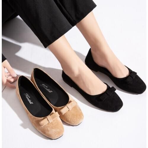 Flat Shoes Women Leather Ballerinas Round Toe Bowtie Slip On Ballet Flats Maternity Loafers Moccasins Ladies Casual Flats W33-39