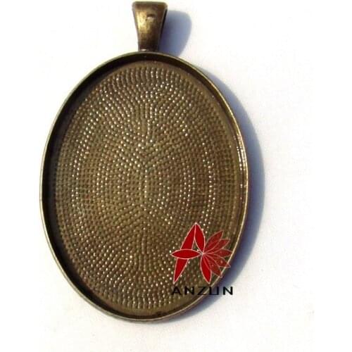 10pcs Antique Bronze Metal Charms Ellipse Cameo Setting Pendant Outer:50x32mm, Inner:40x30mm