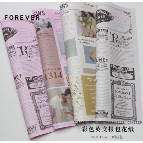 10pcs Retro Style Flower Wrapping Newspaper Gift Wrapping Kraft Paper