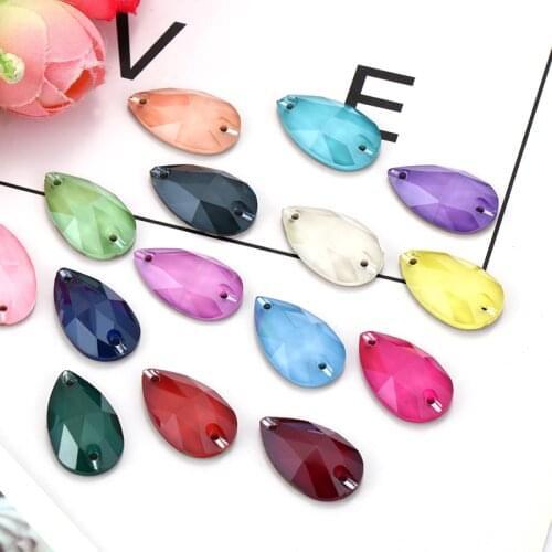 16 Colors Mix Mocha Series K9 Glass Tear Drop Sew on Rhinestones Flat Back Strass Crystal Rhinestones Buttons Sew on Clothes Bag