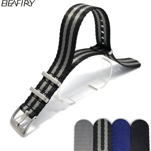 BEAFIRY 2020New Nylon Watch Band Straps 20mm 22mm Sport Watchband Bracelet Belt Replacement WristStrap black blue grey men women
