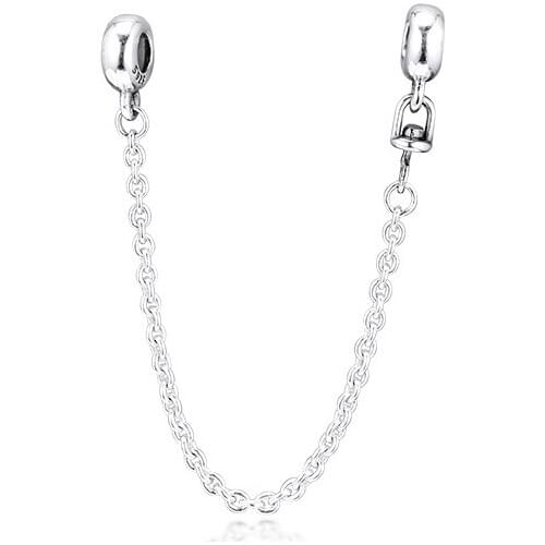 Genuine 925 Sterling Silver My Safety Chain Charms Fits Europe Me Bracelet Small Hole Beads for Jewelry Making Women Bijoux