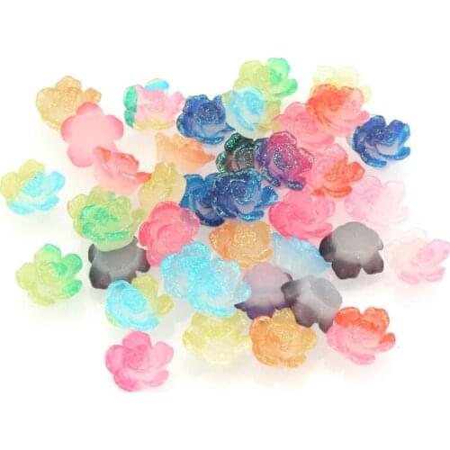 100Pcs 10mm Resin Flowers Cabochon Flatback Decoration Crafts Embellishments For Scrapbooking DIY Accessories