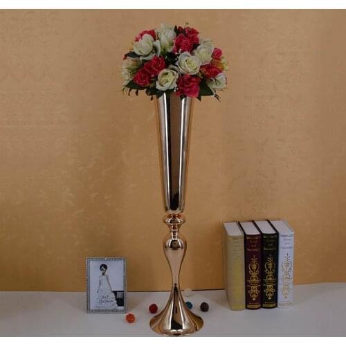 Flowers Vase Wedding Table Centerpiece Event Road Lead Gold Metal Vases Flower Holders Party Decoration