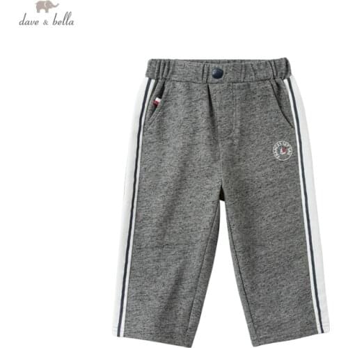 DKY17681 dave bella summer 5Y-13Y kids boys fashion striped pockets pants children boy boutique casual calf-length pants