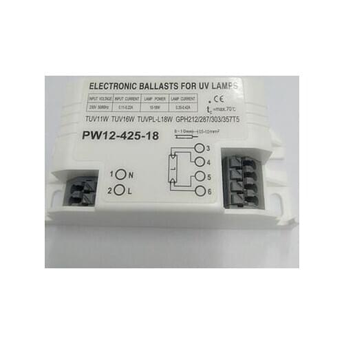 PW12-425-18 Electronic Ballast for UV Lamps 4W-18W 4-18W 220V 230V, TUV 11W 15W 16W 18W GPH212/287/303/257T5L
