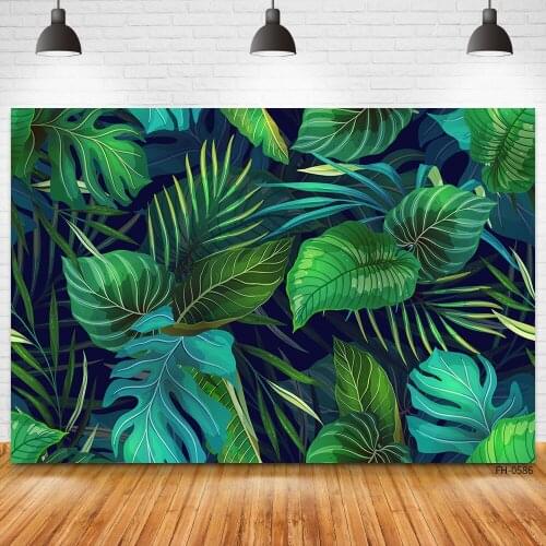 Green Leaves Forest Party Photo Studio Background Tropical Jungle Backdrop For Newborn Baby Shower Birthday Portrait Photography