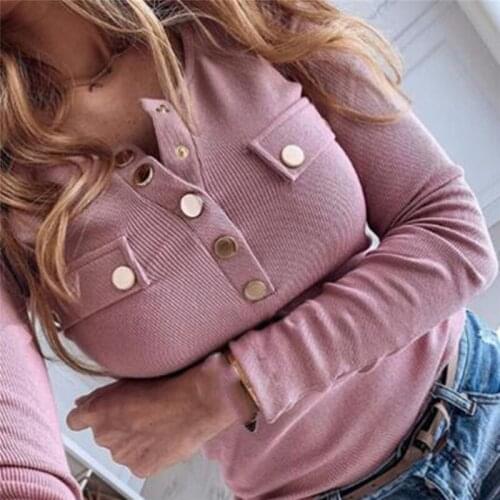 Cotton Women Spring O Neck Pullover Long Sleeve T Shirt Loose Leisure Buttons Feminina Tee Female Tops New Ropa De Mujer