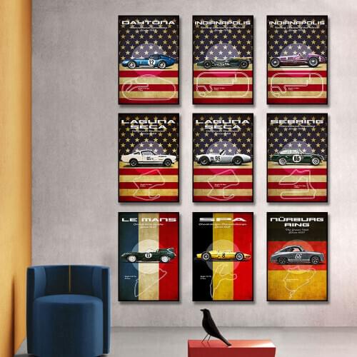 Le Mans Carrera Laguna Seca Ring Poster On Canvas Print Nordic Wall Art Picture For Living Room Home Decoration