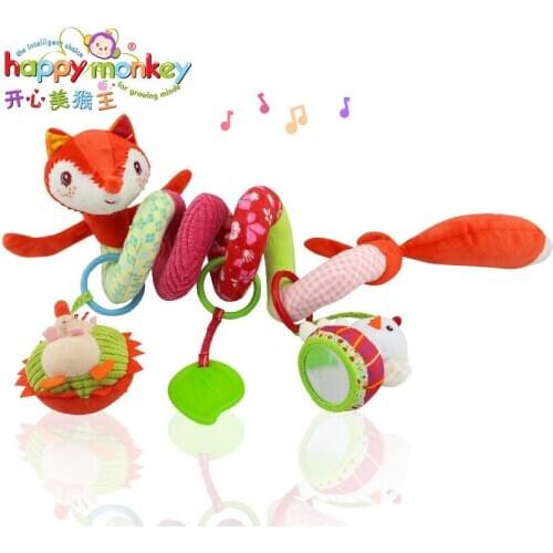 Happy Monkey stroller bed educational car kids fun fox bed surround artistic gift ring paper cognition rattle soft baby toy