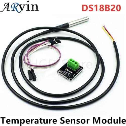 DS18B20 Temperature Sensor Module Kit Waterproof 100CM Digital Sensor Cable Stainless Steel Probe Terminal Adapter For Arduino