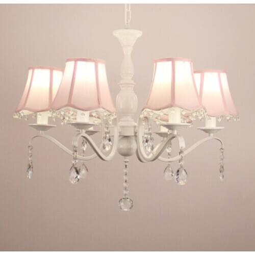 Romantic Young Girl Children Room Droplight Princess bedroom Pink Crystal Led Chandeliers /5lights/6 lights lustres 90-260V
