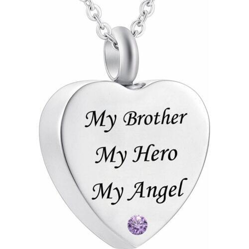 My Brother My Hero My Angel Cremation Jewelry Memorial Urn Necklace Pendant