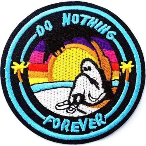 DO NOTHING Size:7.6cm DIY Patches Cloth Patch Badge Embroidered Cute Badges Hippie Iron On Cartoon Patches For Clothes Sticker
