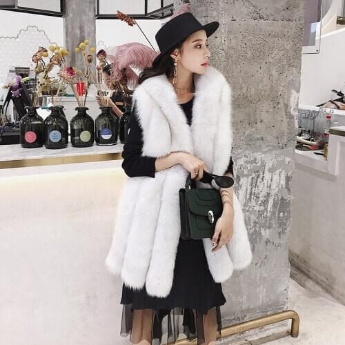 Real Vest Coat Fox Fur Hooded Coats Vests Autumn Winter Warm Vintage Furs Jacket Women Clothes Cappotto Donna ZL625