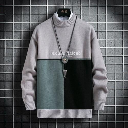 New Winter Cashmere Warm Sweater Men Turtleneck Mens Pullover Patchwork Slim Fit Sweaters Tops Knitted Mens Christmas Jumper