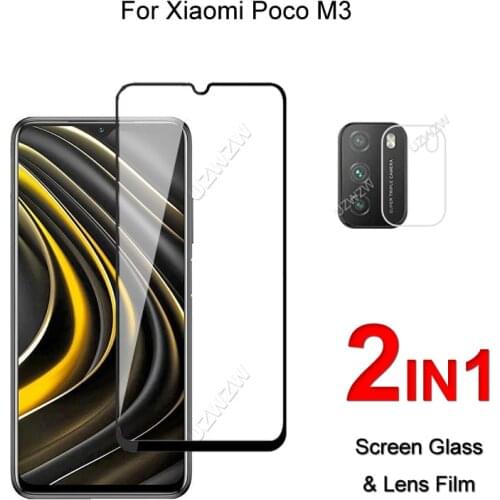 Full Cover Glass For Xiaomi Poco M3 Screen Protector Protective Tempered Glass Explosion Proof & Camera Lens Film
