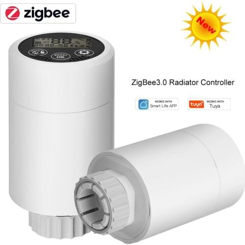 ZigBee 3.0 Smart Radiator Actuator TRV, Programmable Thermostatic Radiator Valve Temperature Controller Voice Control via Alexa
