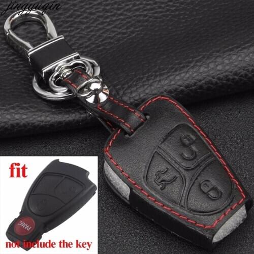 Jingyuqin Remote 3 Buttons Car Key Case Cover Leather For Mercedes Benz A C E S ML CLK SLK CLS Smart Key