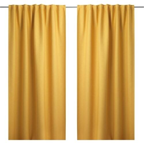 Size 145cm width 250cm height yellow linen cotton curtain 100% all light shad sound insulation curtain, curtain, bedroom curtain