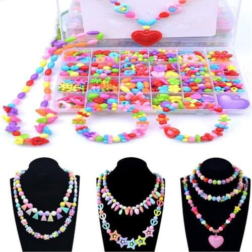 DIY Handmade Beaded Childrens Toy Creative Loose Spacer Beads Crafts Making Bracelet Necklace Jewelry Kit Girl Gift