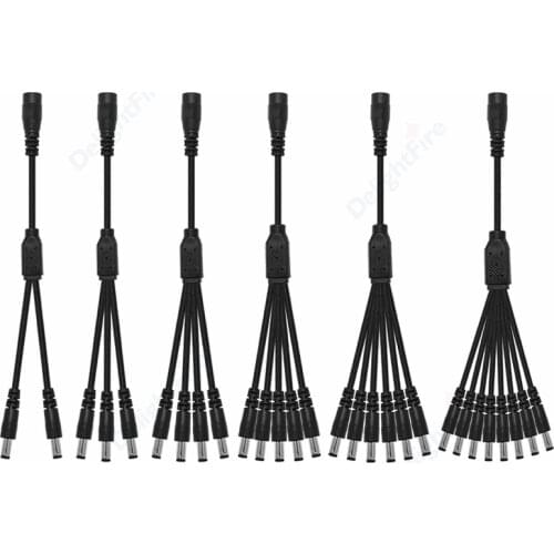 1 To 2 Way DC Power Splitter Cable 1 Female To 2 Male 5.5 x 2.1mm Jack Connectors Power Adapter Splitter Wire For CCTV LED Strip