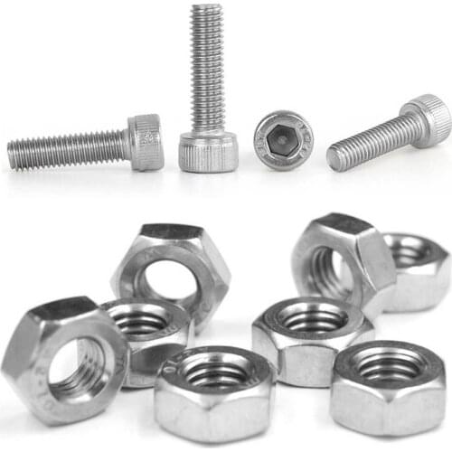 Stainless Steel 304 Screws M3 Hexagon Hex Socket Head Cap Allen Bolt Screw Nuts Length 10-30mm 25 pcs / set