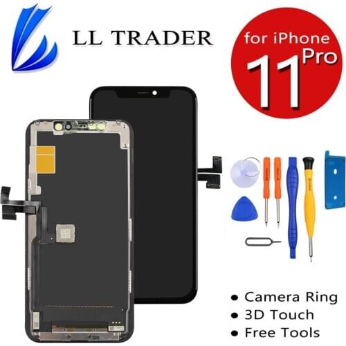 For iPhone 11 Pro Display Screen Replacement OLED LCD Touch Digitizer with Front Camera Holder Face ID No Dead Pixel + Tools
