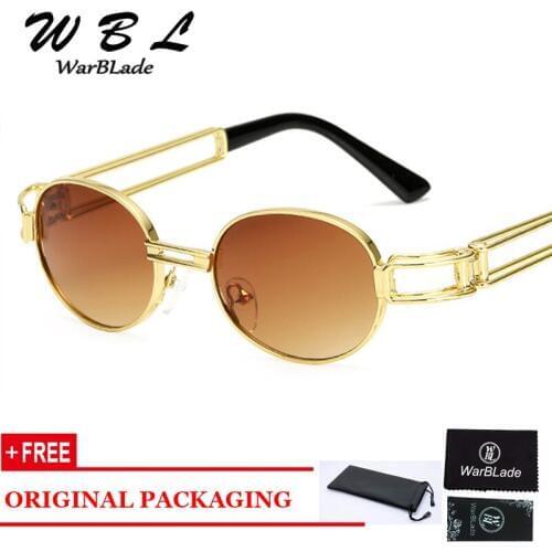 WarBLade 2019 Women Vintage Round Metal Oval Sunglasses Men Fashion Glasses Frame Brand Designer Retro Sun Glasses