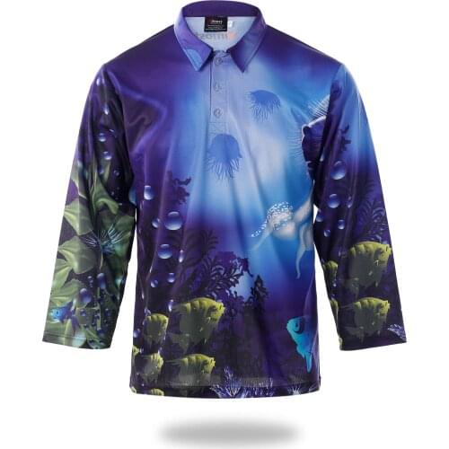 Vimost Sports Fashion Design LongSleeve Fishing Shirts Apparel Polo Fishing Wear Underwater World