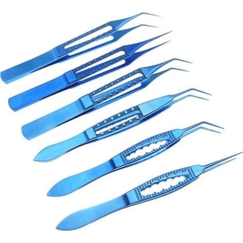Titanium Ophthalmic tying Forceps 115mm/85mm/108mm With 6mm tying platform 0.3mm tips Flat handle Dental tweezers instrument